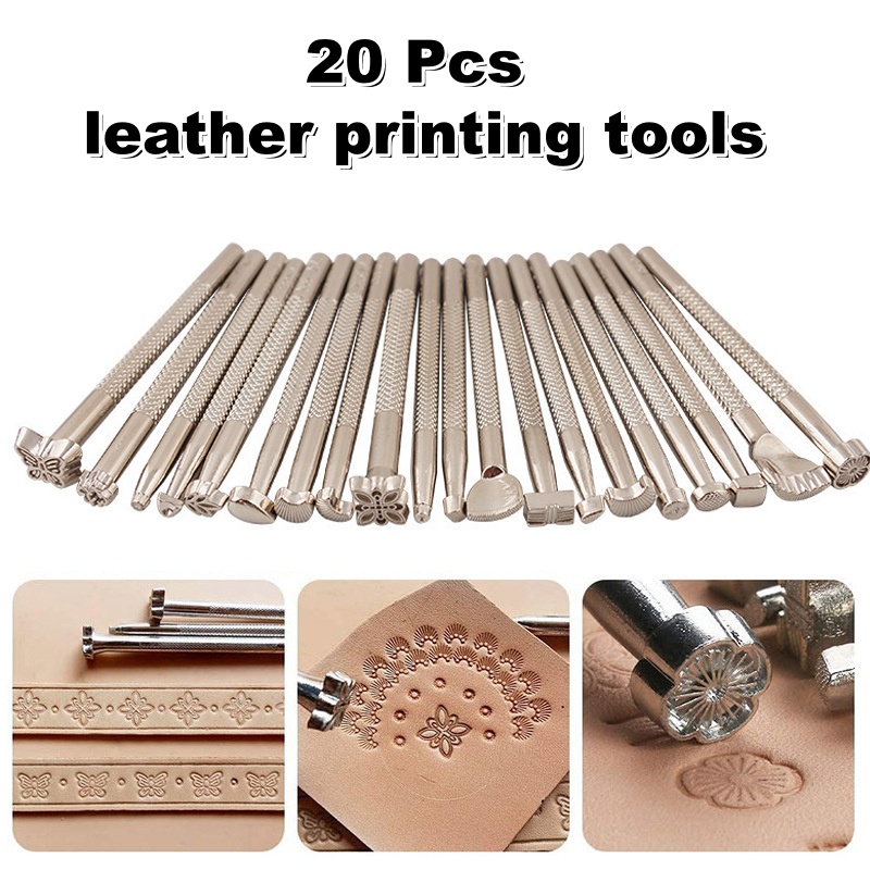 Leatherwork Tool Kit - 20 قطعة من أدوات ختم الجلد،