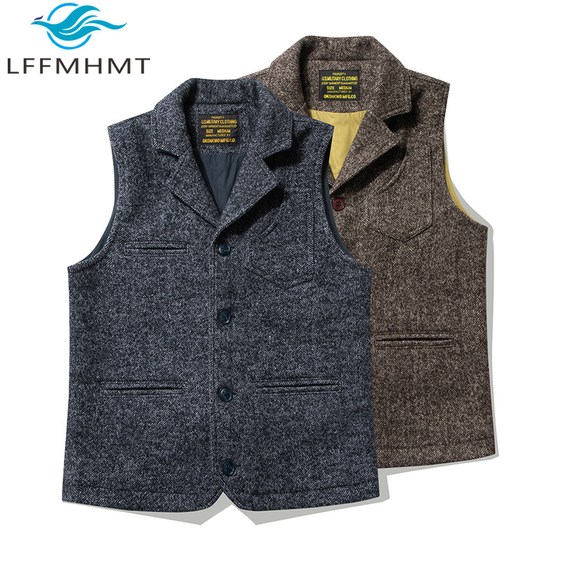 Leather Work Vest - نوعية جيدة الشتاء أزياء الرجال الرجعية