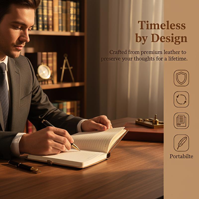 Leatherwork Journal - دفتر ملاحظات قابل لإعادة التعبئة من