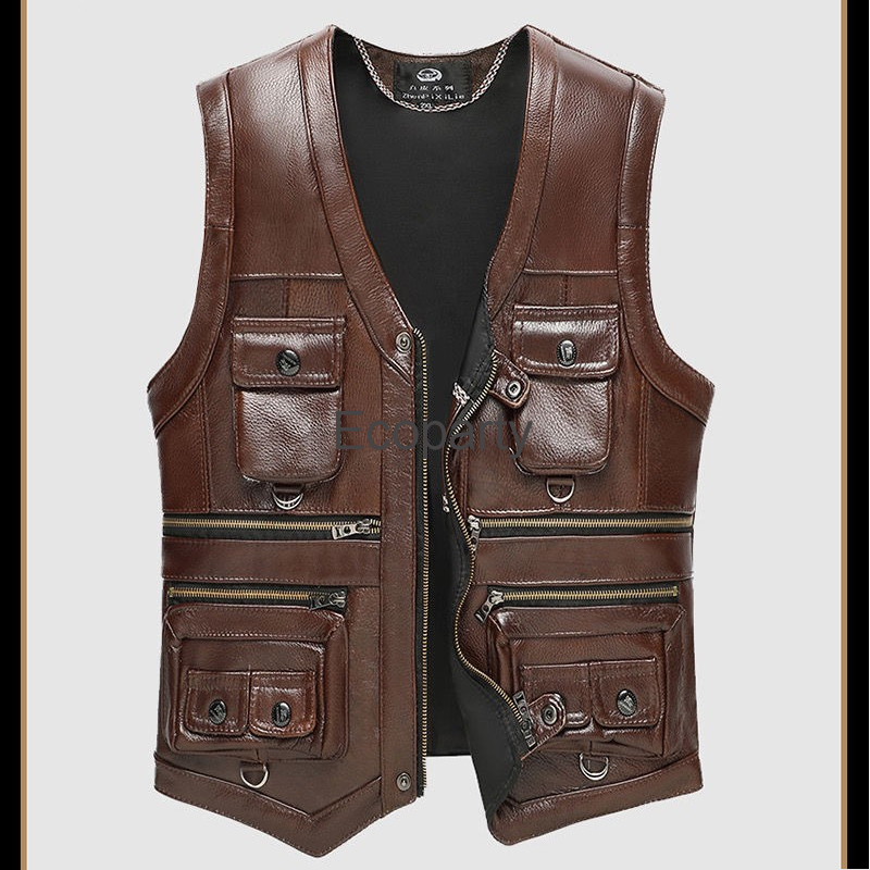 Leather Work Vest - 2024 الخريف الشتاء سترة جلدية الرجال