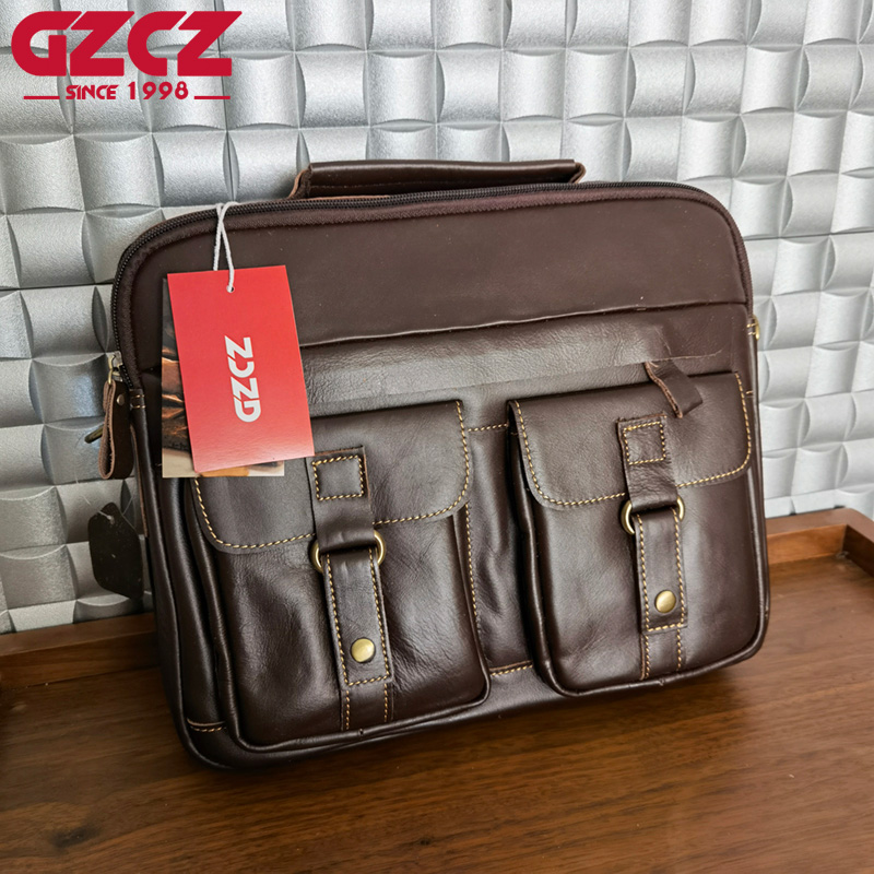 حقيبة يد رجالية GZCZ للعمل وال - مراجعة Leatherwork Bag وسعره