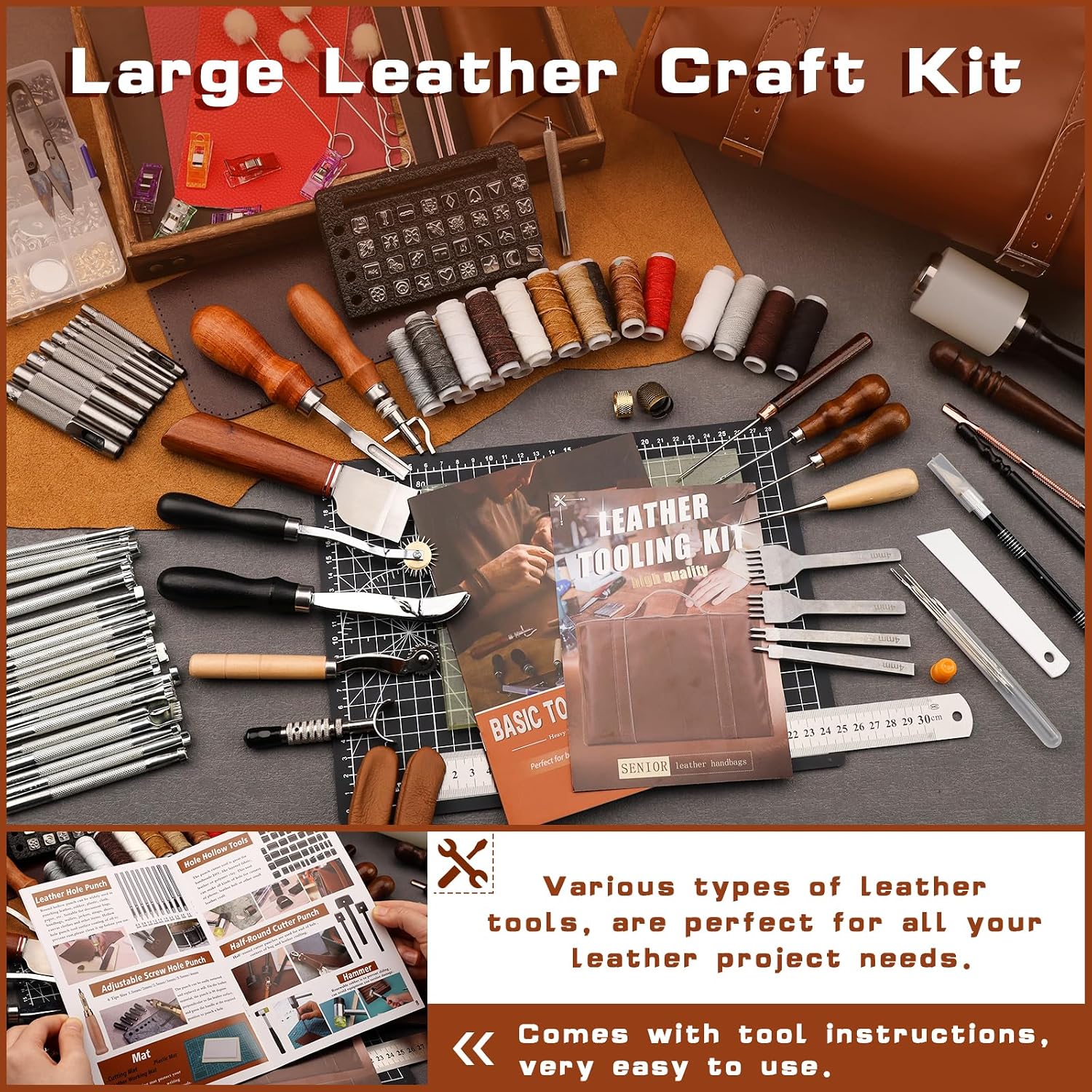 طقم أدوات تشكيل الجلود، أدوات  - مراجعة Leatherwork Tool Kit وسعره