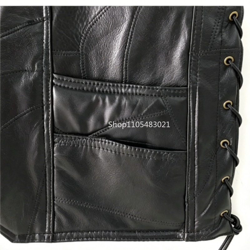 سترة جلدية سوداء للرجال بتصميم - مراجعة Leather Work Vest وسعره